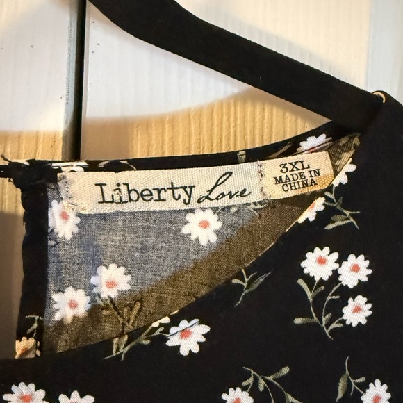 Liberty Love Black Dress with White Floral Design - Picture 3 of 6